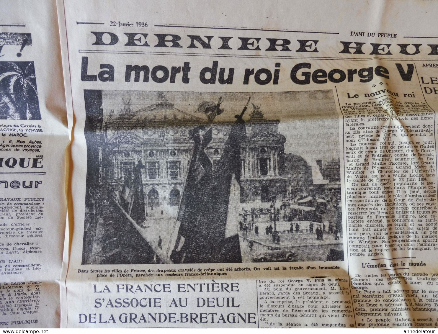 1936 LE PROGRES :  La Mort Du Roi GEORGE V ; La Vie Du Roi GEORGE V ; La Nation Britannique En Deuil  ; Etc - Informations Générales