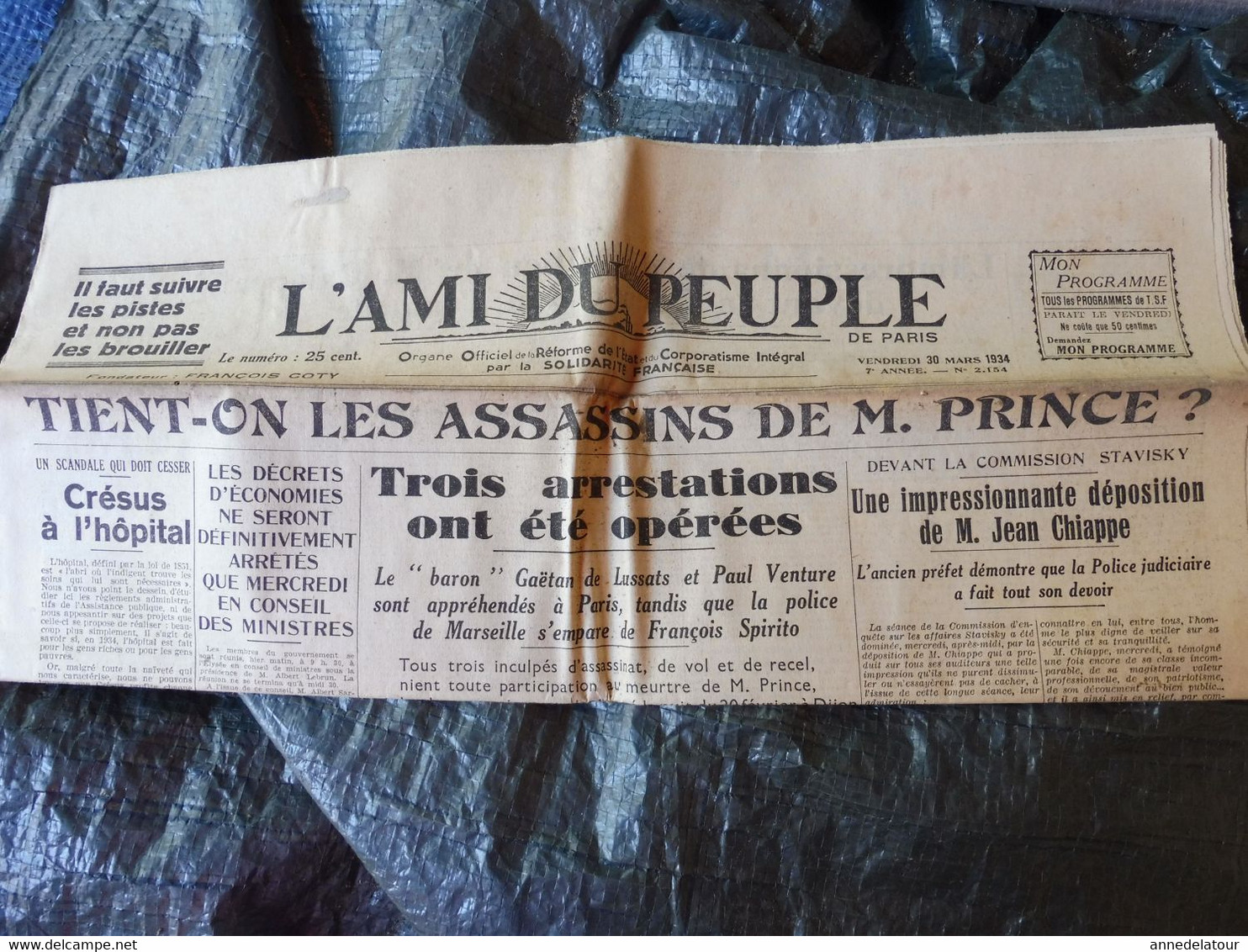 1934 L'AMI DU PEUPLE : Les Assassins De M. PRINCE ; Dans Le Monde Ténébreux Des Gangsters  ; Etc - Algemene Informatie