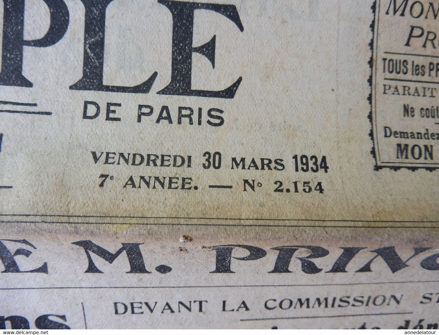 1934 L'AMI DU PEUPLE : Les Assassins De M. PRINCE ; Dans Le Monde Ténébreux Des Gangsters  ; Etc - Informations Générales