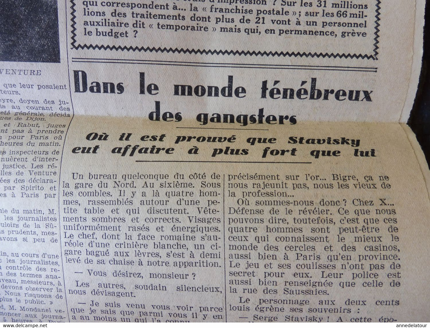 1934 L'AMI DU PEUPLE : Les assassins de M. PRINCE ; Dans le monde ténébreux des gangsters  ; etc