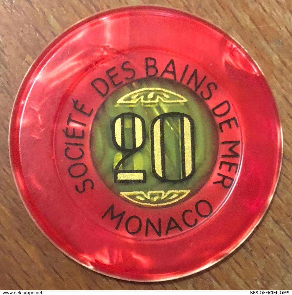 98 MONACO MONTE-CARLO CASINO SOCIÉTÉ DES BAINS DE MER JETON 20 FRANCS N° 01568 TOKENS COINS CHIPS GAMING - Casino