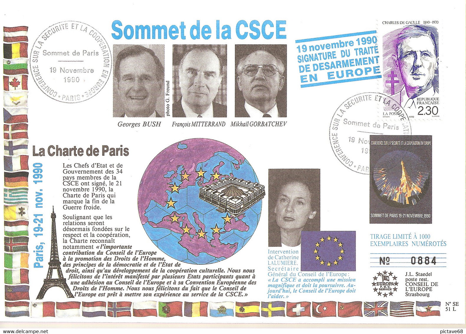 FRANCE / ENVELOPPE SOMMET DE LA CSCE 1990 - Comunità Europea