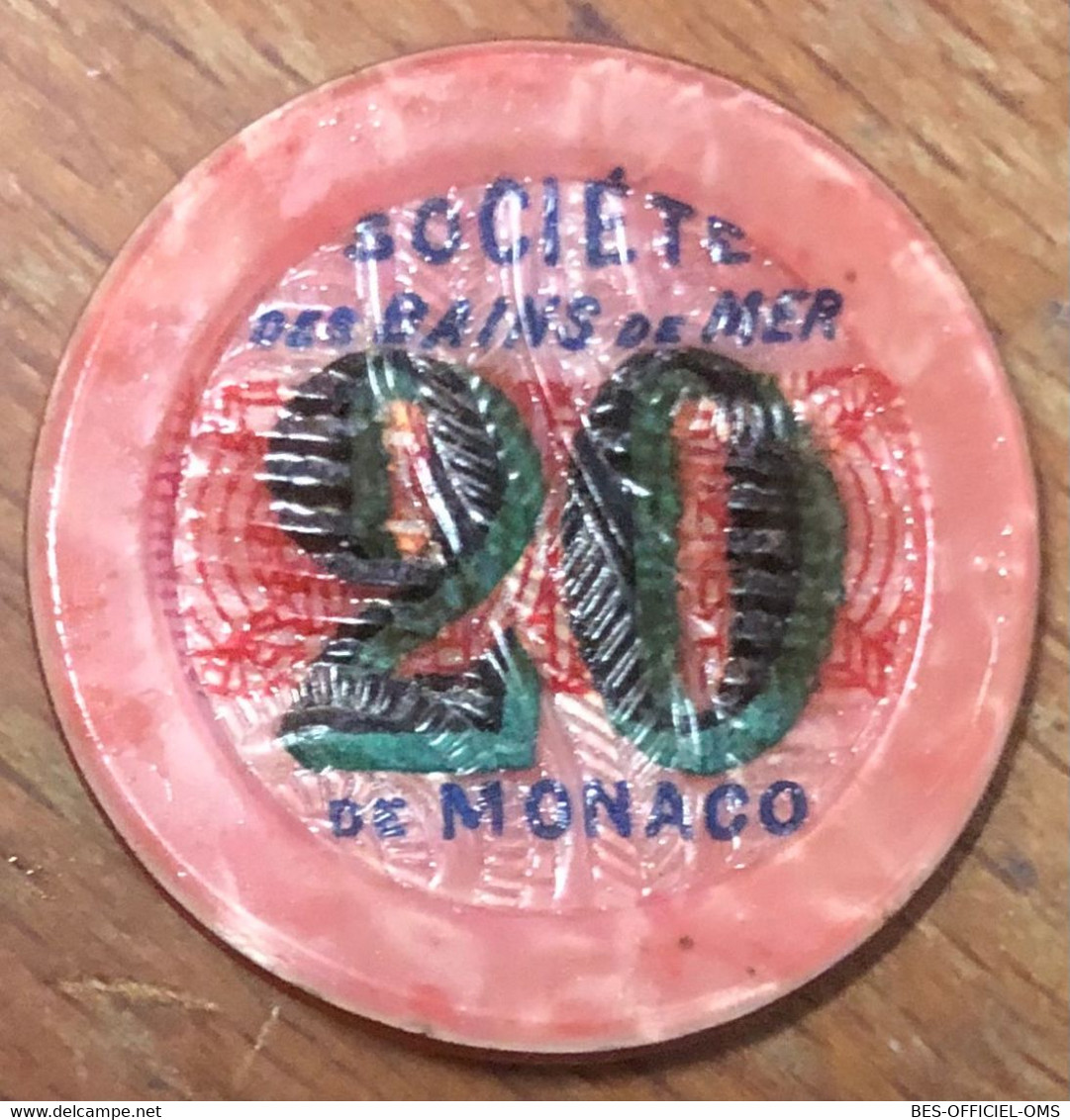 98 MONACO MONTE-CARLO CASINO SOCIÉTÉ DES BAINS DE MER JETON 20 FRANCS N° 252676 TOKENS COINS CHIPS - Casino