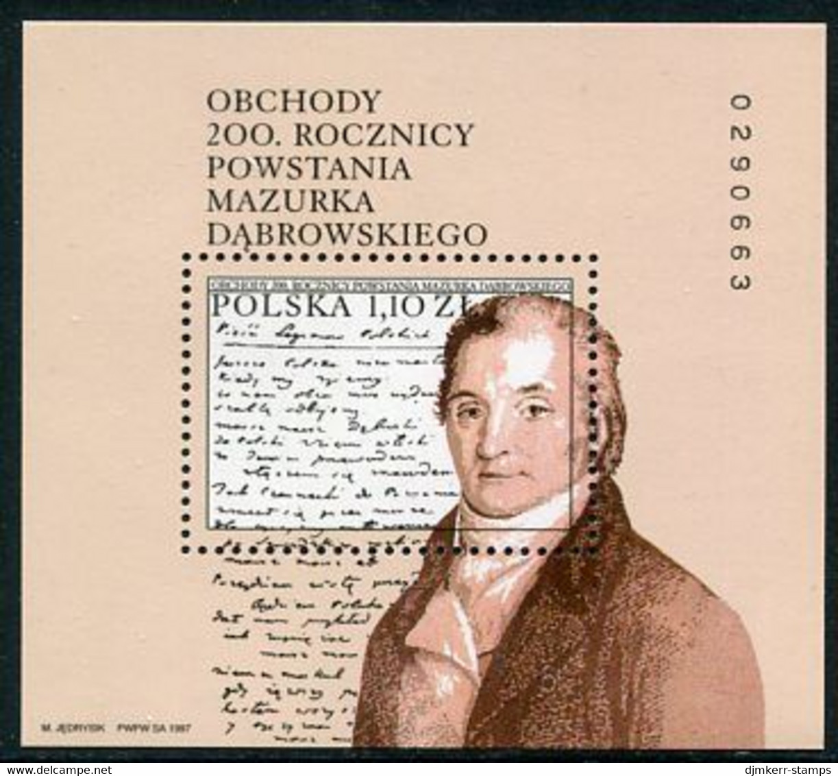 POLAND 1997 National Anthem Block MNH / **  Michel Block 131 - Ongebruikt