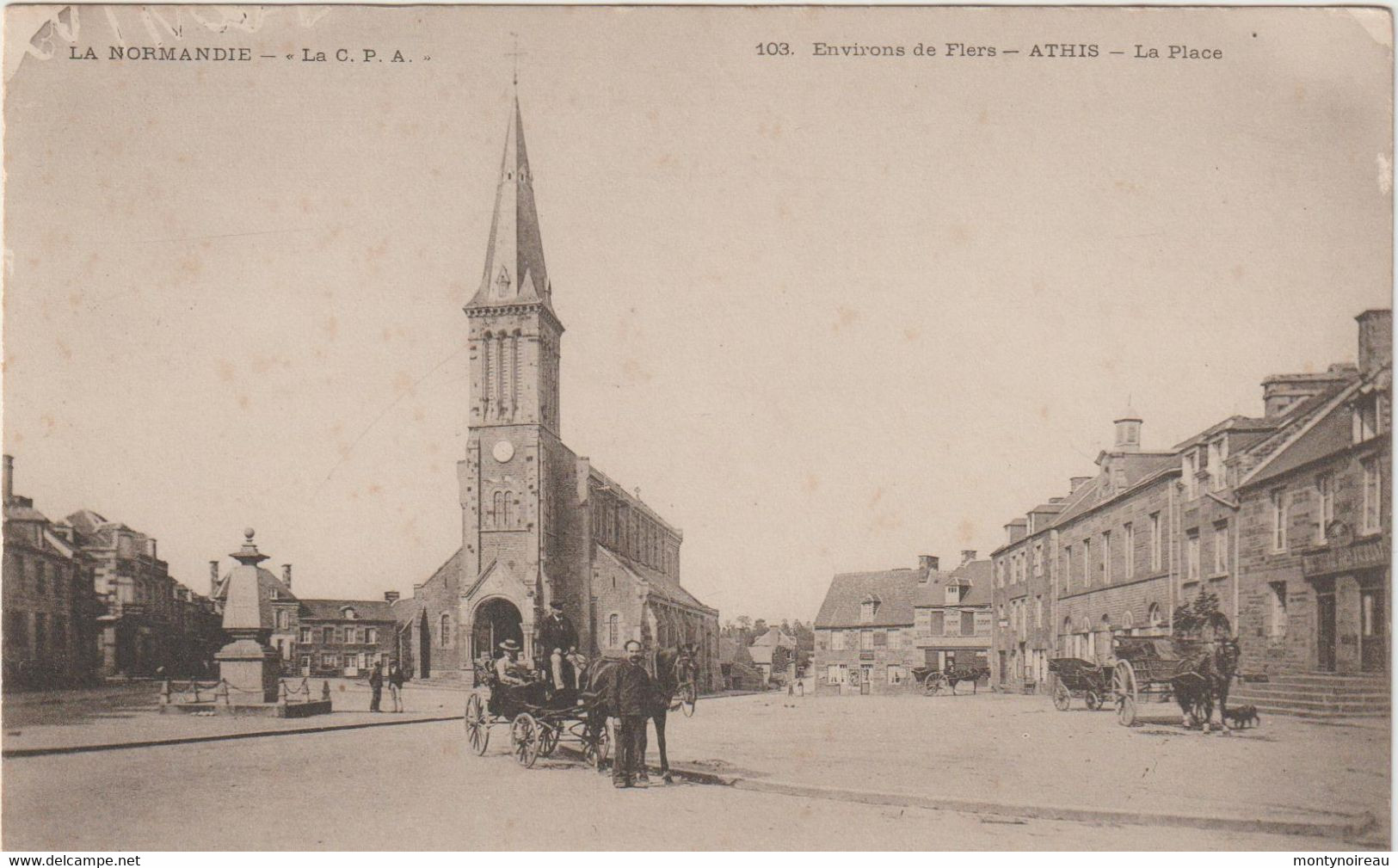 Orne : Env. De Flers : ATHIS  De L ' ORNE : église  Saint Vigor , La  Place - Athis De L'Orne