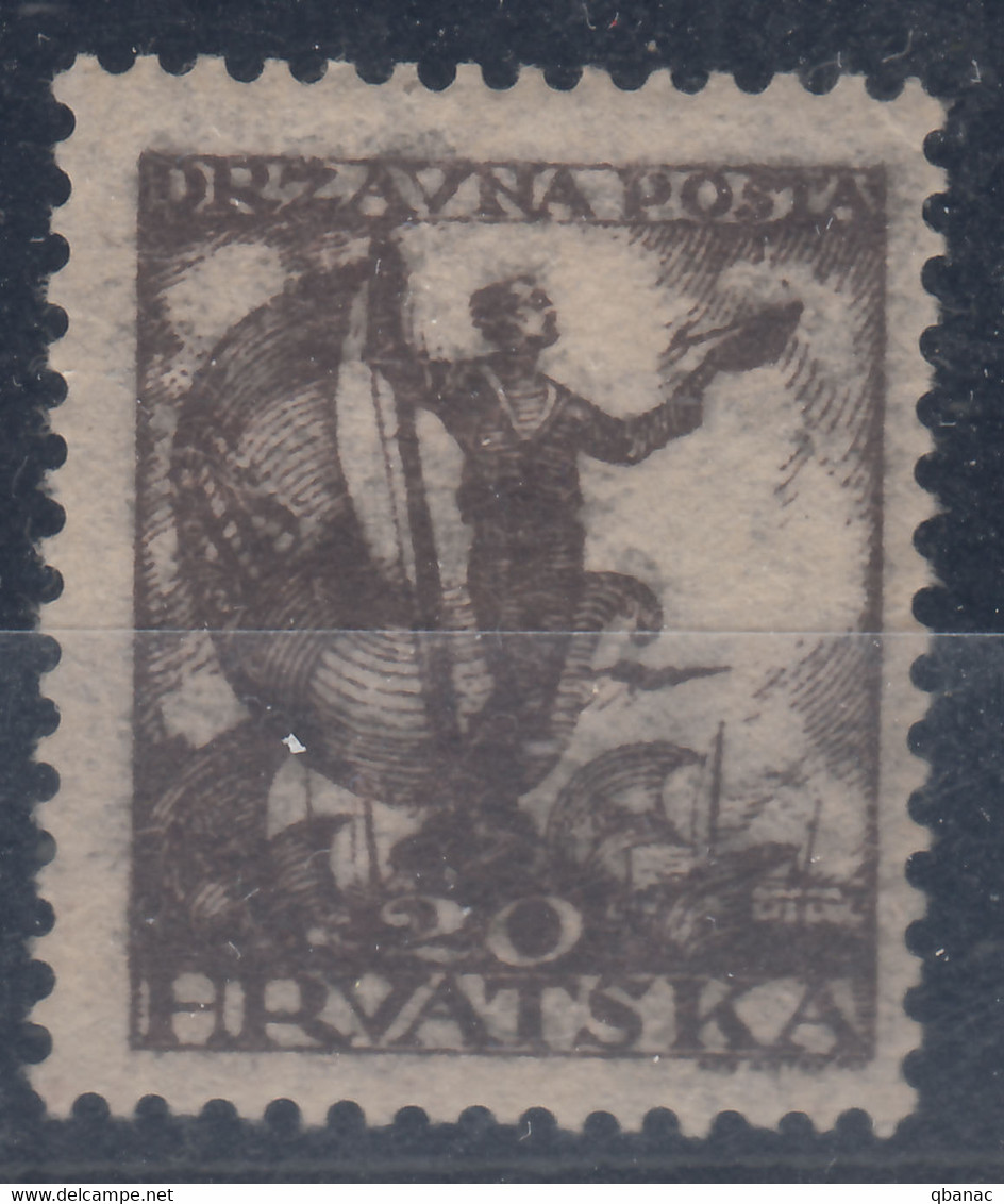 Yugoslavia, Kingdom SHS, Issues For Croatia 1919 Mi#92 B, Perforation 12 1/2 On Oily Paper, Mint Hinged - Ungebraucht