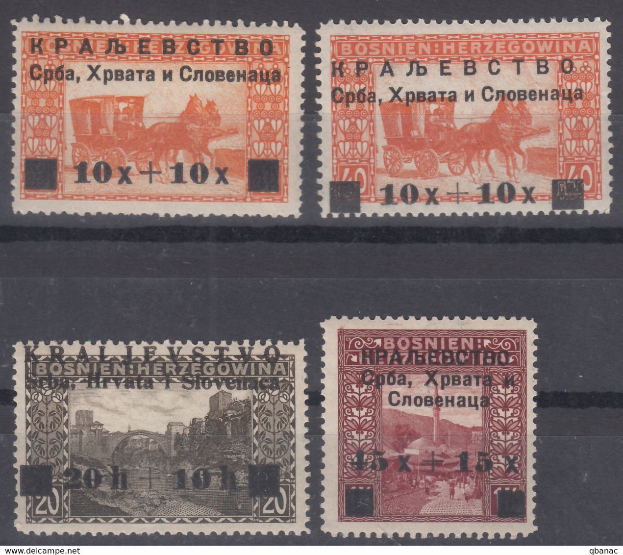 Yugoslavia, Kingdom SHS, Issues For Bosnia 1919 Mi#30-32 A/b, Mint Hinged, 30 In Two Colour Types - Unused Stamps