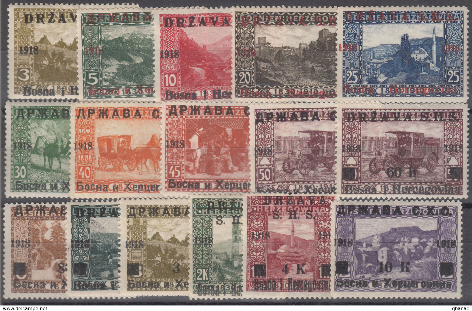 Yugoslavia Kingdom SHS, Issues For Bosnia 1918 Mi#1-16 Mint Hinged - Unused Stamps