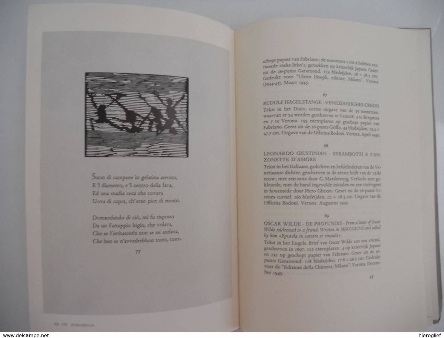 OFFICINA BODONI VERONA 1923 1964 CATALOGUS VD BOEKEN OP DE HANDPERS GEDRUKT Liebaers Reedijk boekdrukkunst