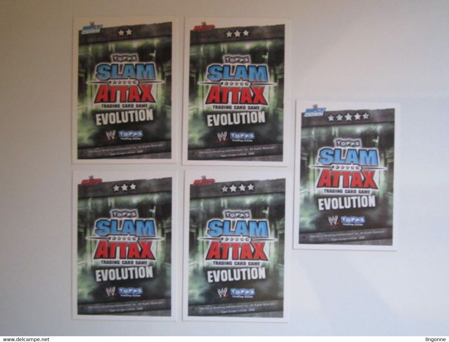 Lot 5 Cartes De Catch TOPPS SLAM ATTAX EVOLUTION Trading Card Game - Tarjetas