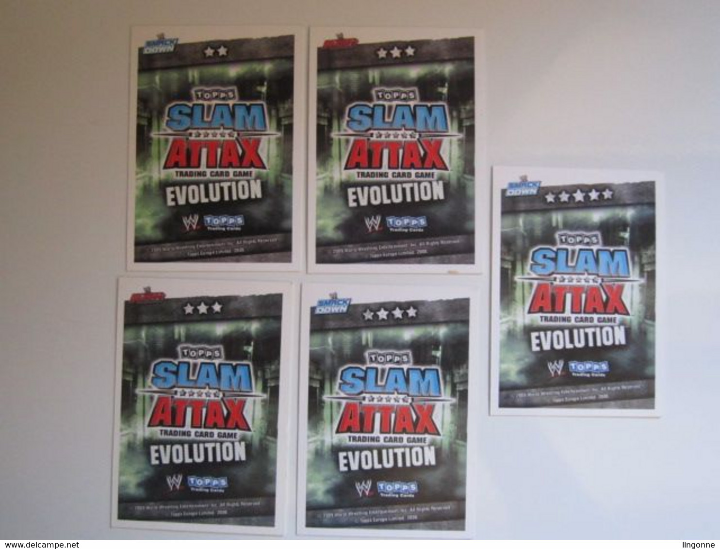 Lot 5 Cartes De Catch TOPPS SLAM ATTAX EVOLUTION Trading Card Game - Tarjetas