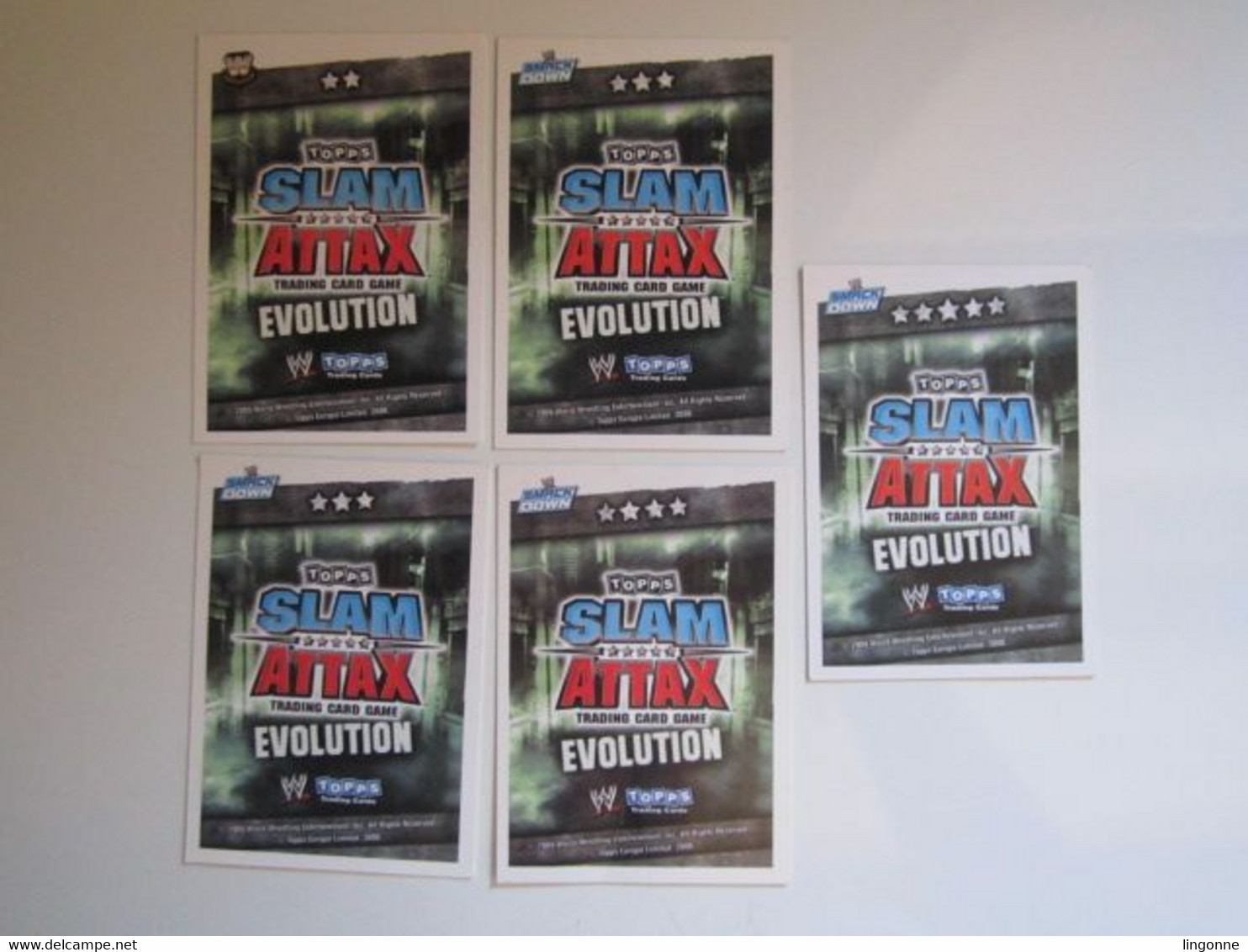 Lot 5 Cartes De Catch TOPPS SLAM ATTAX EVOLUTION Trading Card Game - Tarjetas