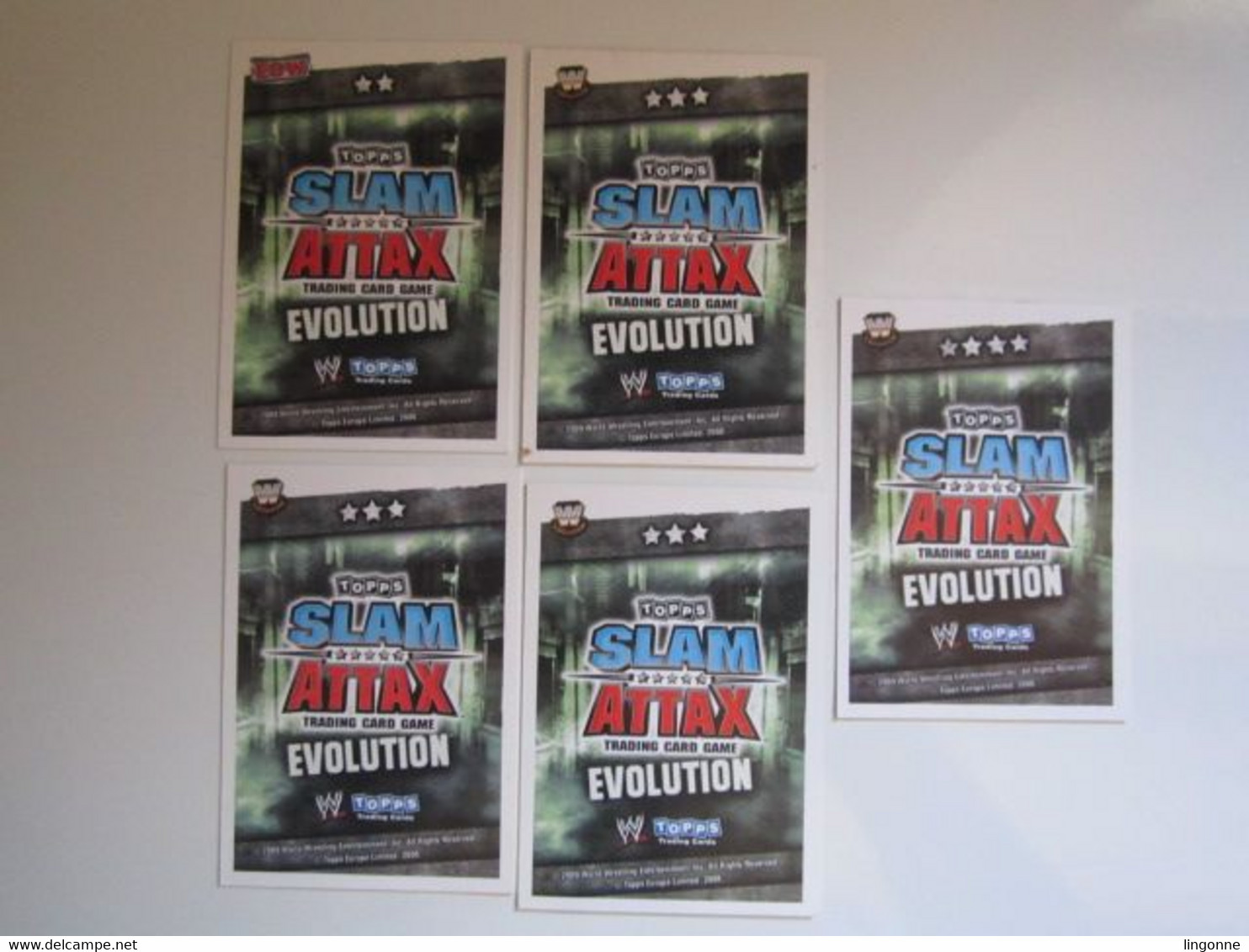 Lot 5 Cartes De Catch TOPPS SLAM ATTAX EVOLUTION Trading Card Game - Tarjetas