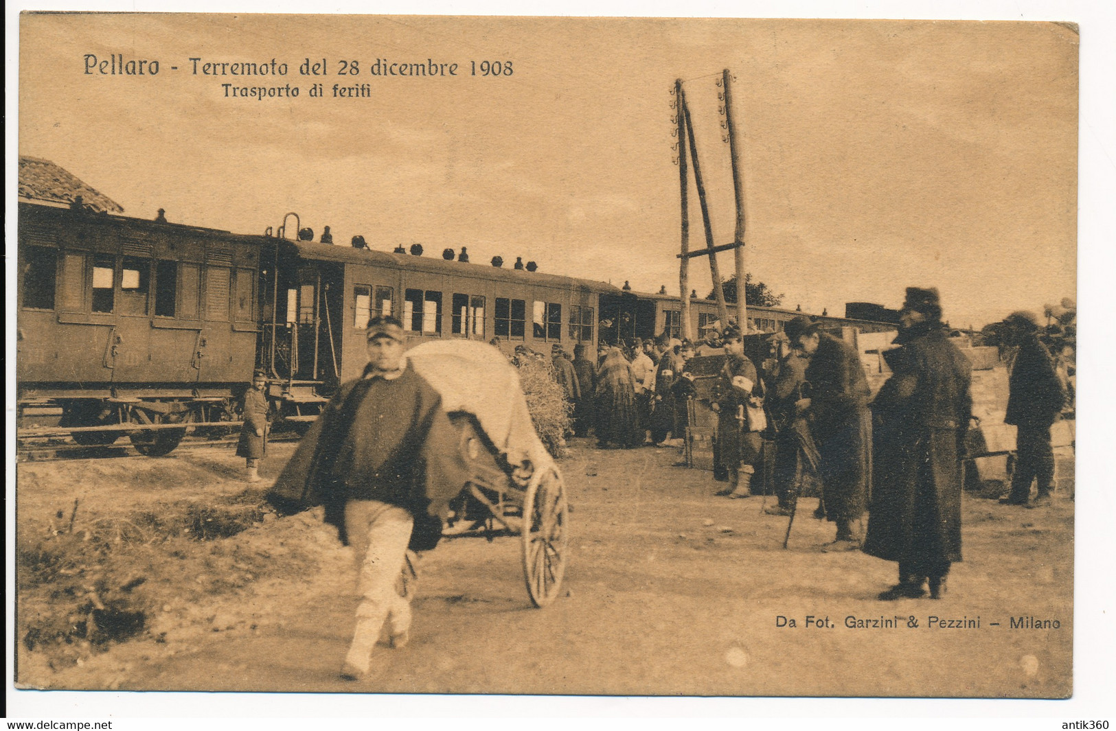 Rare CPA ITALIE Pellaro Terremoto Del 28 Dicembre 1908 Trasporta Di Feriti - Sonstige & Ohne Zuordnung