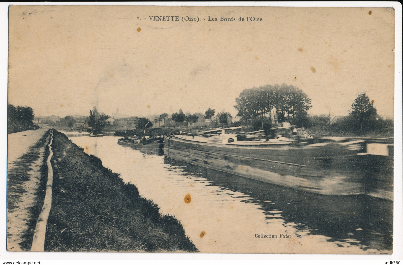 Rare CPA 60 VENETTE Les Bords De L'Oise Péniches - Venette