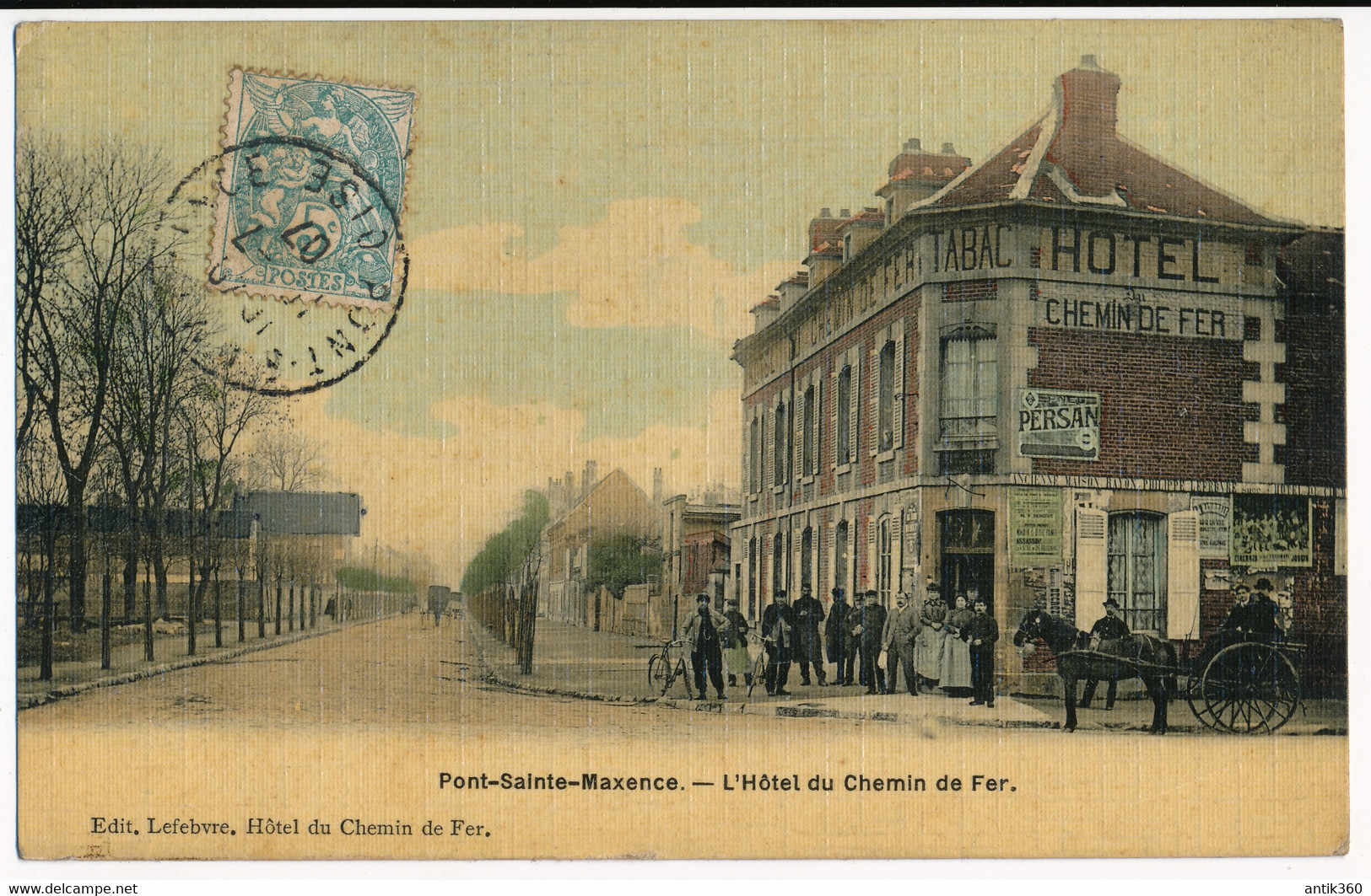 CPA 60 PONT SAINTE MAXENCE L'Hôtel Du Chemin De Fer Colorisée Toilée - Pont Sainte Maxence