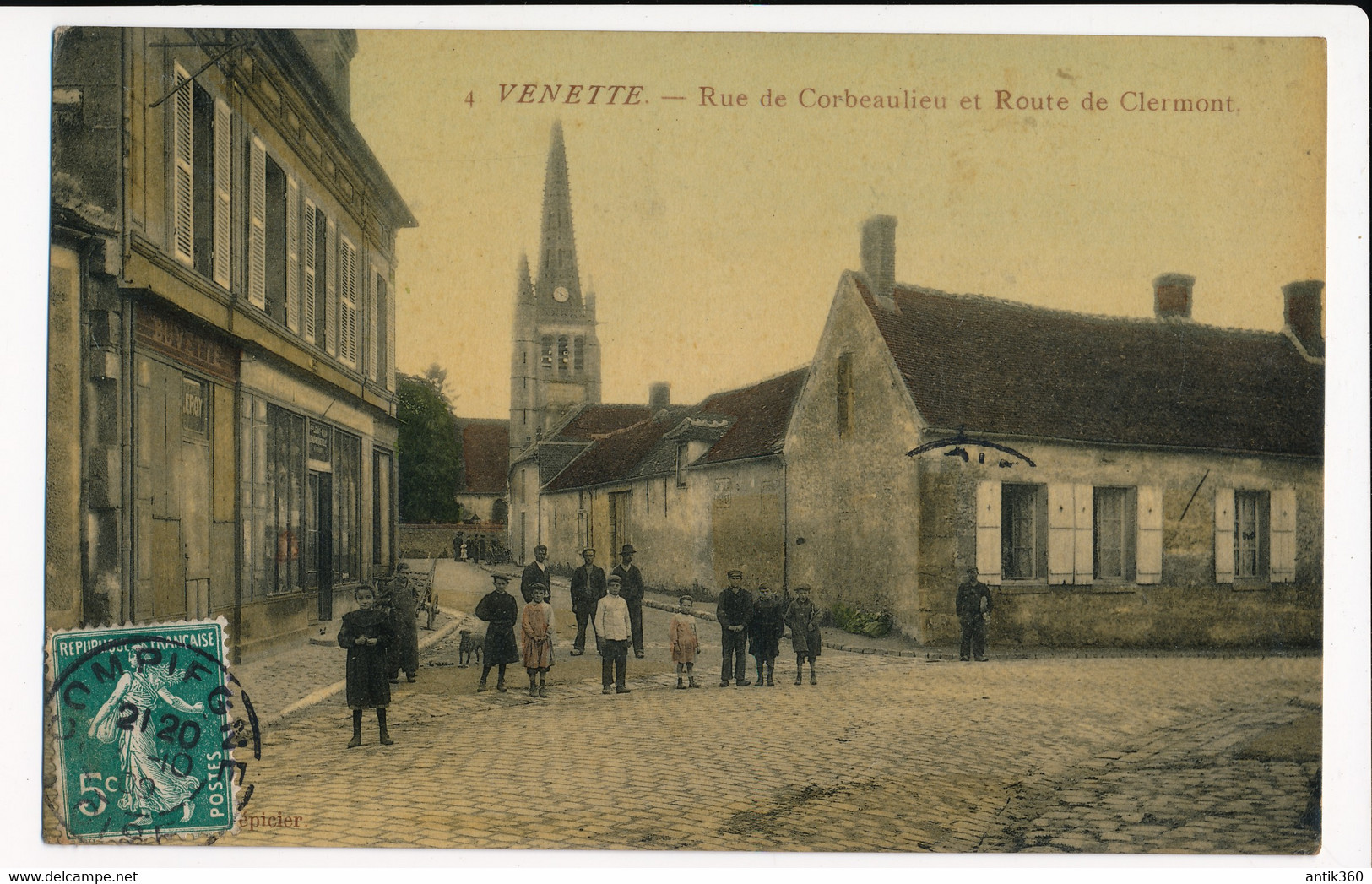 CPA 60 VENETTE Rue De Corbeaulieu Et Route De Clermont Colorisée - Venette