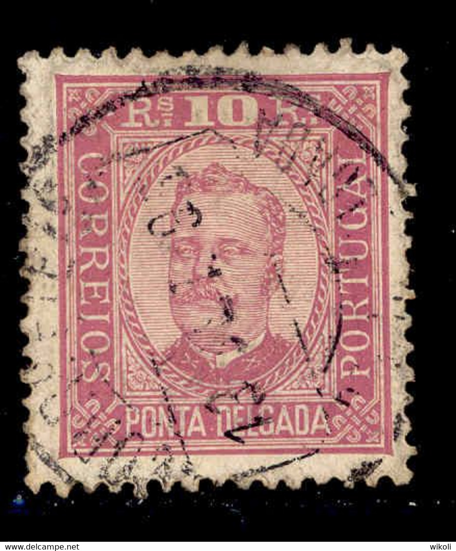 ! ! Ponta Delgada - 1892 D. Carlos 10 R (Perf 12 3/4) - Af. 02 - Used - Ponta Delgada