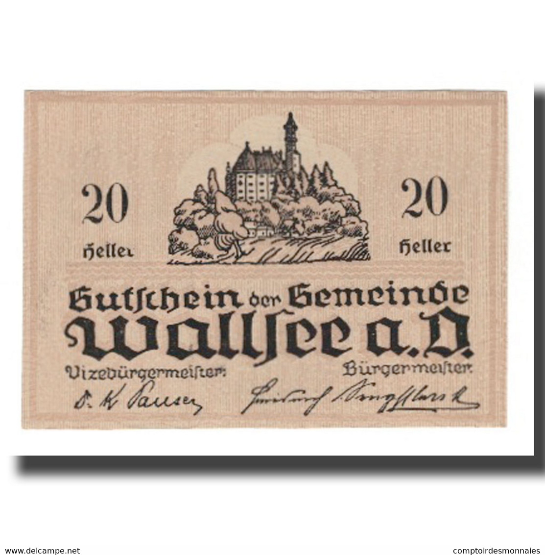 Billet, Autriche, Wallsee N.Ö. Gemeinde, 20 Heller, Valeur Faciale, 1920 - Autriche