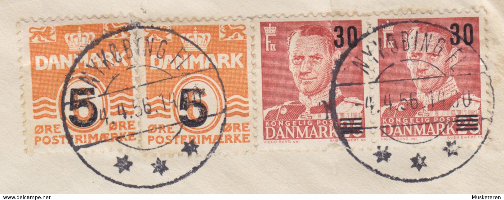 Denmark Registered Einschreiben Label & Brotype NYKØBING Fl. 1956 Cover Brief ERROR Variety '5' W. Weak Print (5 Scans) - Varietà & Curiosità