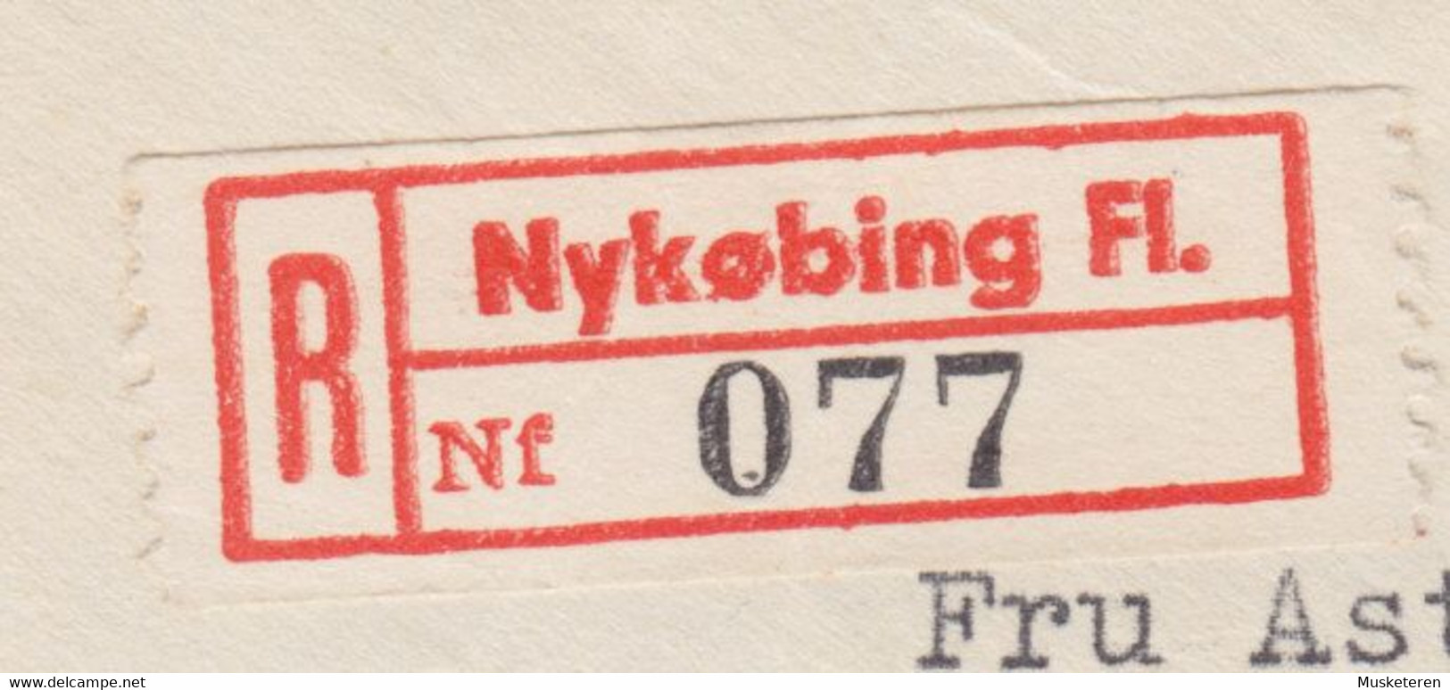 Denmark Registered Einschreiben Label & Brotype NYKØBING Fl. 1956 Cover Brief ERROR Variety '5' W. Weak Print (5 Scans) - Variedades Y Curiosidades