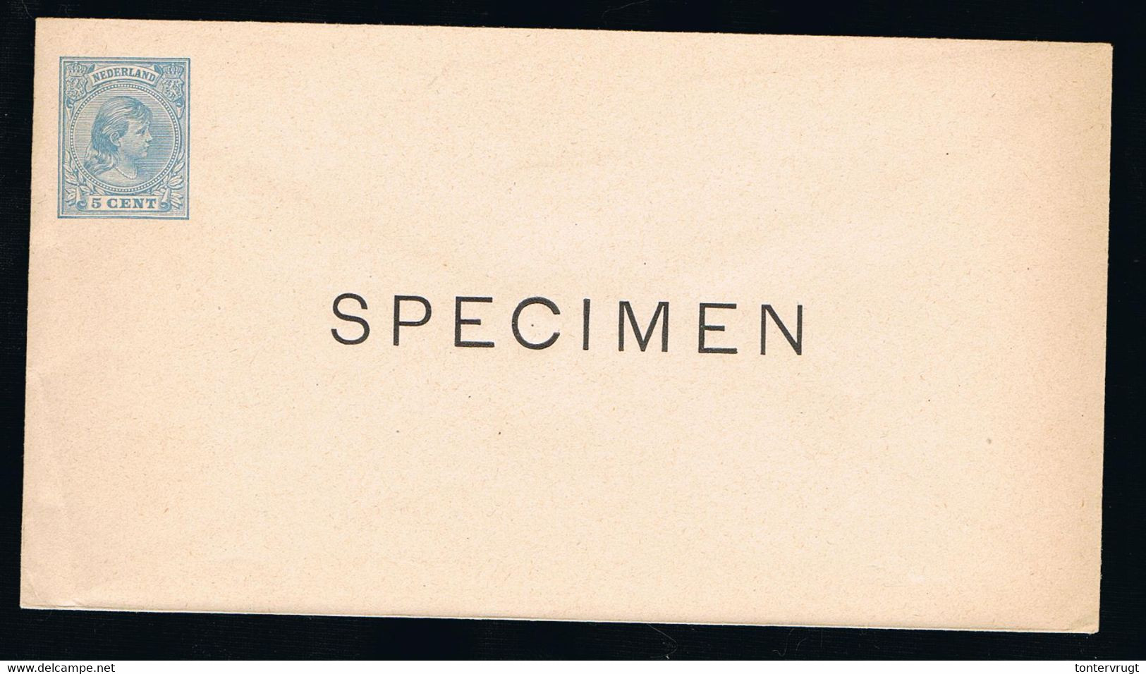 Envelop Geuzendam No. 5 SPECIMEN - Wilhelmina Hangend Haar - Postal Stationery