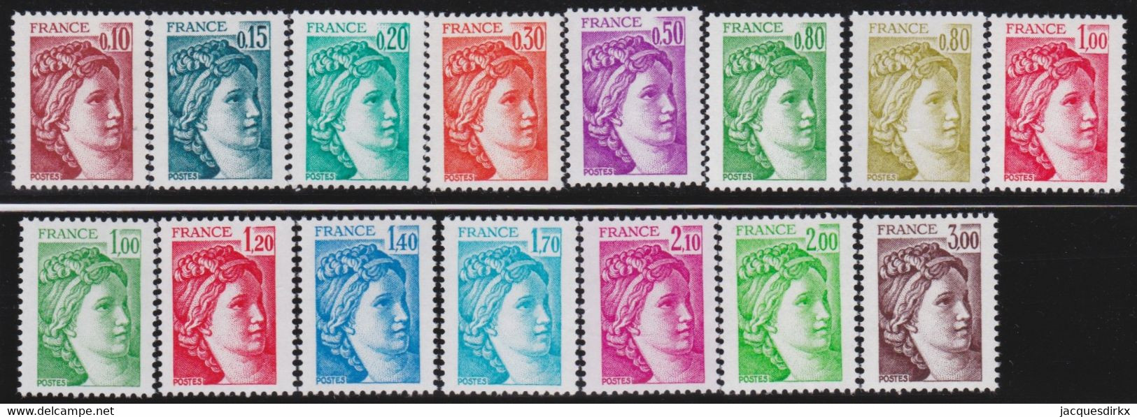 France  Série 15 Timbres  SANS Phosphore  (2 Scans)   Tous Timbres Signé Par Calves   **    Neuf  SANS Charnière - Ungebraucht