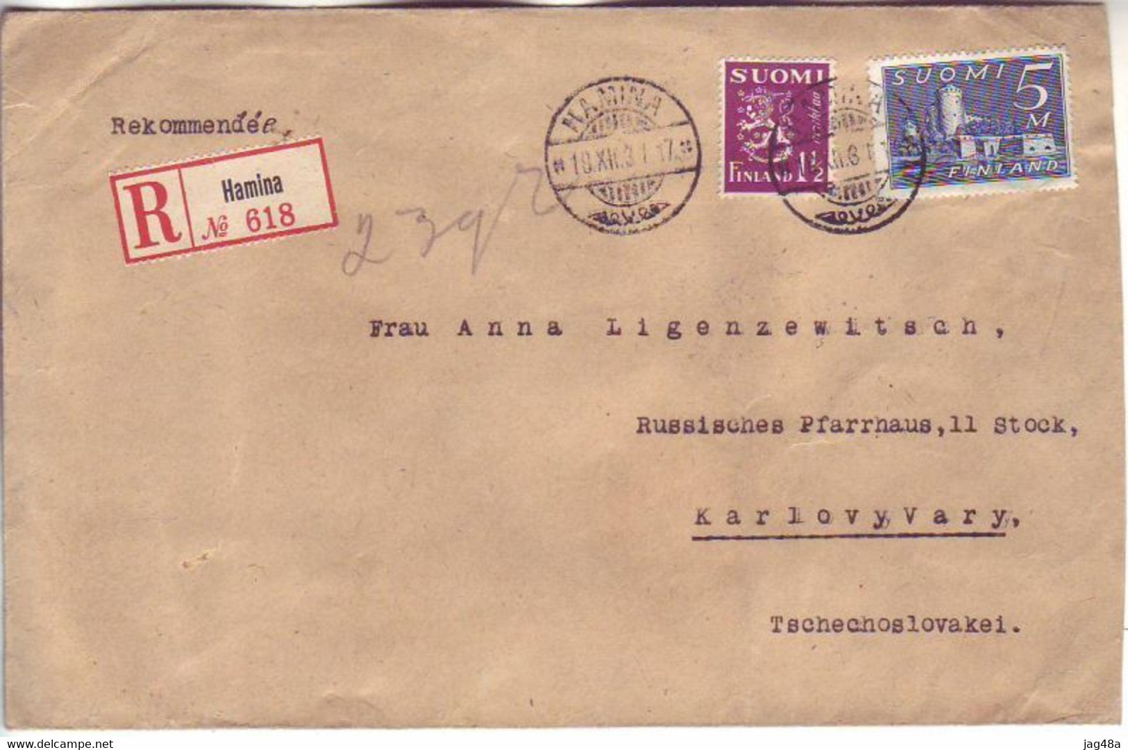 FINLAND. 1931/Hamina Mixed Franking Envelope/registered. - Lettres & Documents