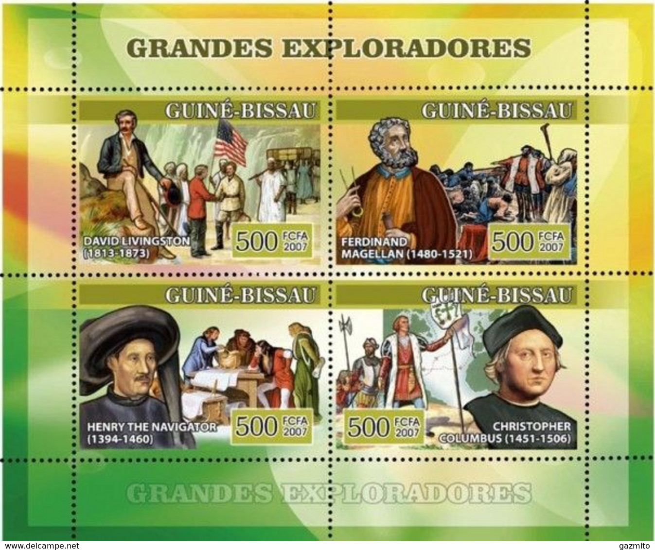 Guinea Bissau 2007, Explorers I, Lewis & Clark, Vasco Da Gama, Indians, BF - American Indians