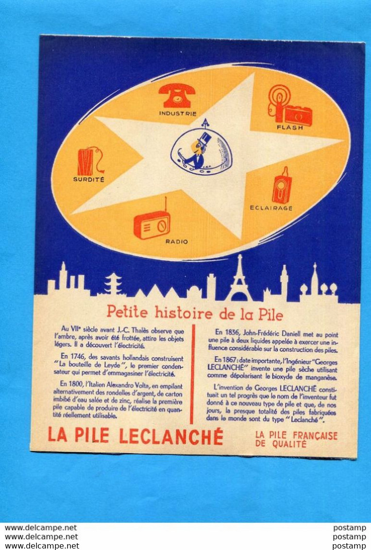 3 Protège Cahiers -"PILES LECLANCHE"illustration Espace-fusée -au Dos Historique De La Pile - Baterías