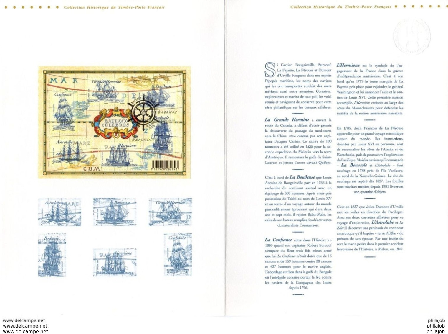 " BATEAUX CELEBRES " Sur Document Philatélique Officiel De 2008 De 4 Pages.  N° YT BF 124. Parfait état. DPO - 2000-2009