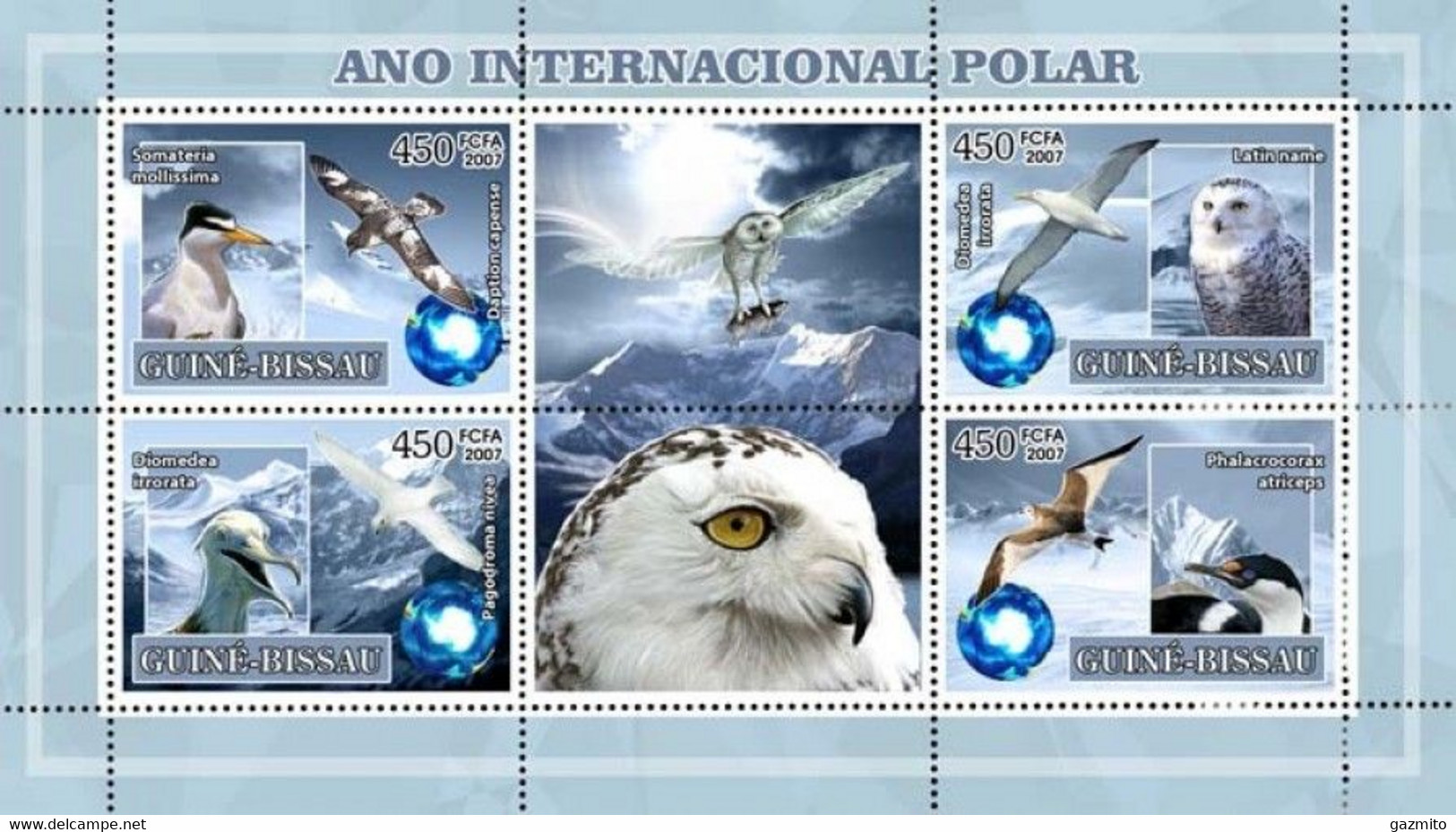 Guinea Bissau 2007, Polar Year I, Owl, Birds, 4val In BF - Año Polar Internacional