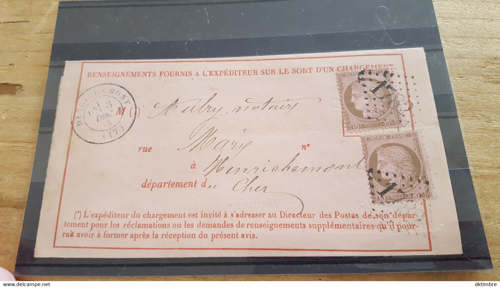 LOT552531 TIMBRE DE FRANCE OBLITERE SUR ENVELOPPE  X2 - 1871-1875 Cérès