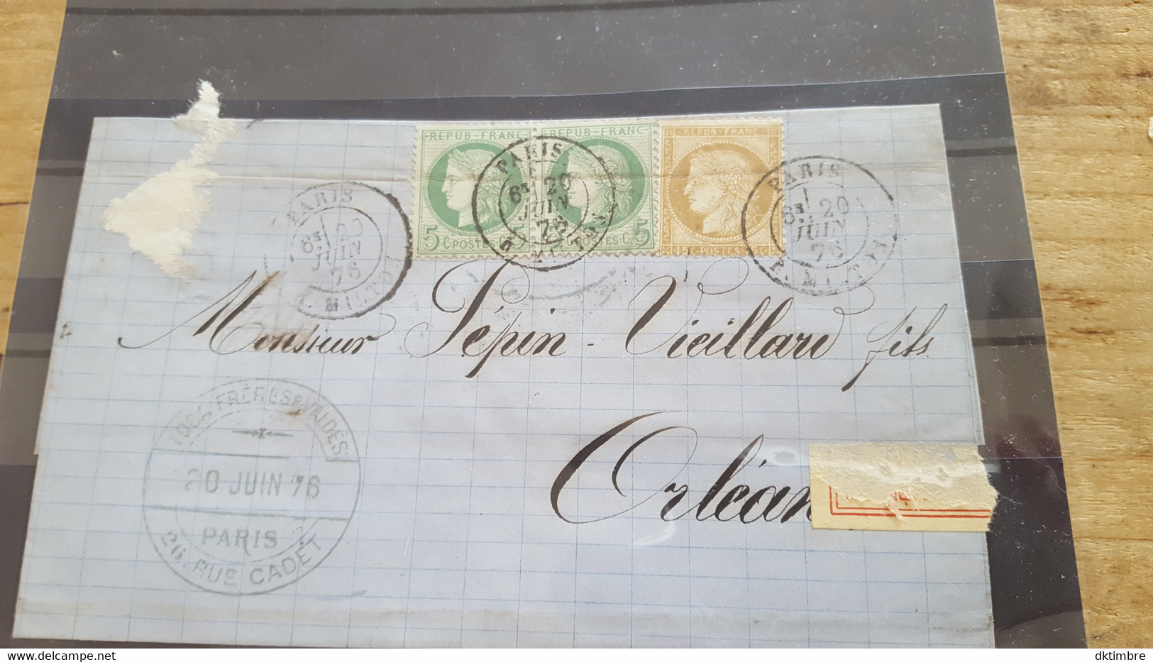 LOT552539 TIMBRE DE FRANCE OBLITERE SUR ENVELOPPE - 1871-1875 Ceres