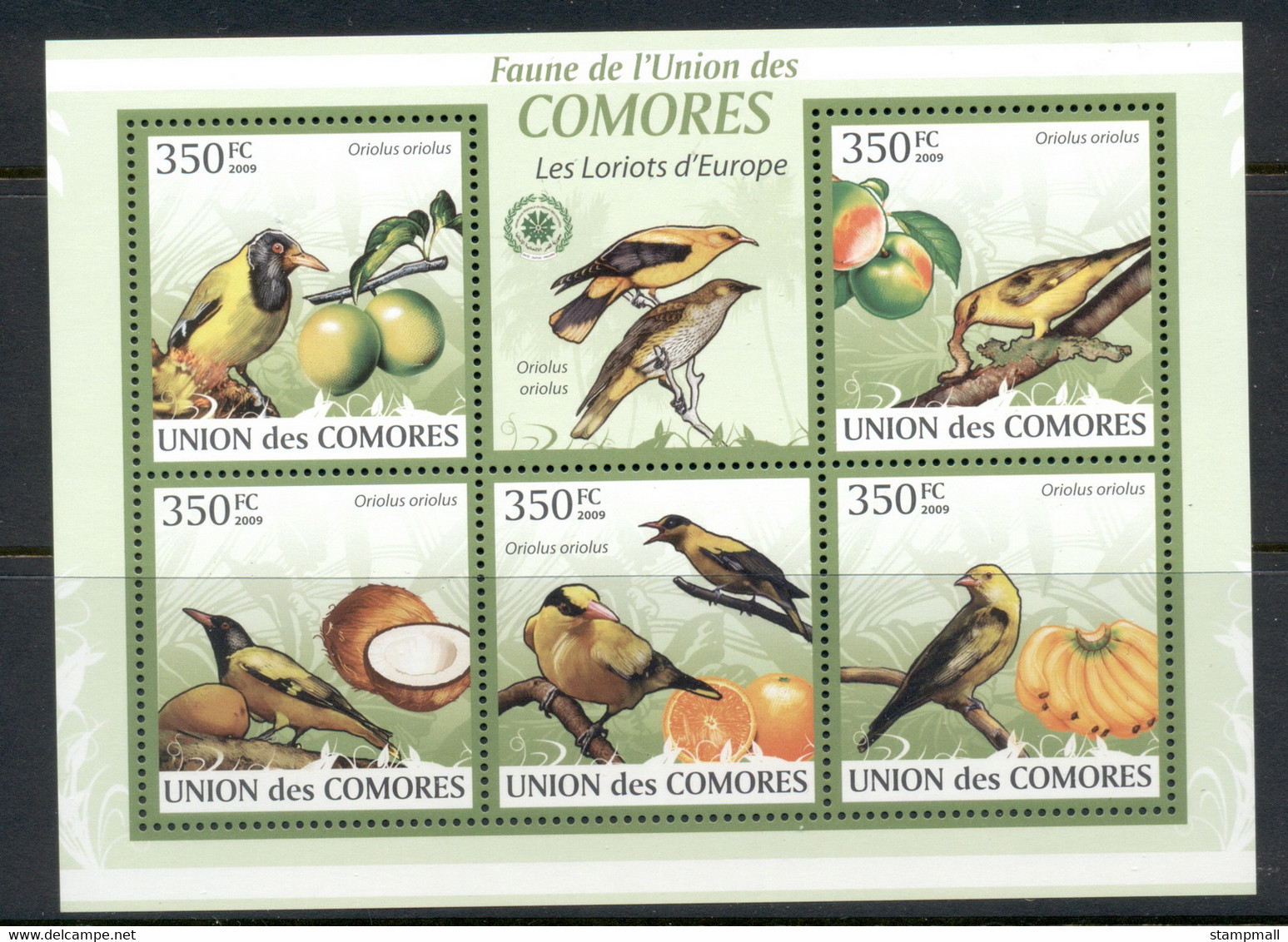 Comoro Is 2009 Birds, Orioles MS MUH - Comores (1975-...)