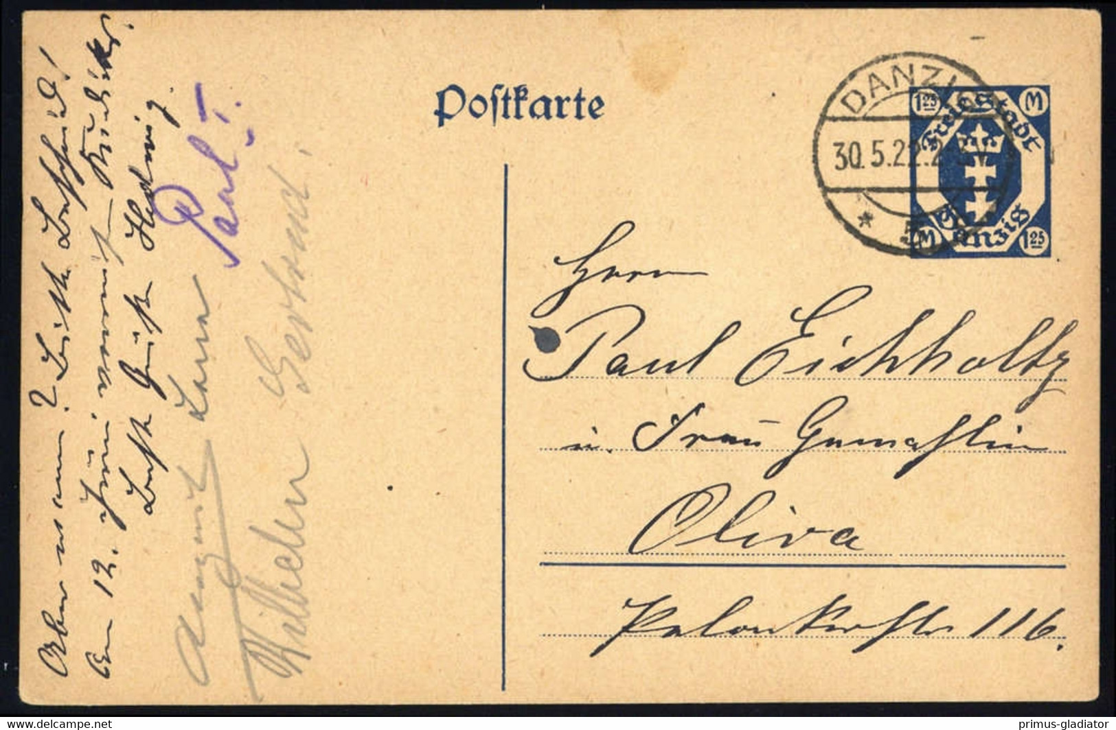 1922, Danzig, P 21, Brief - Ganzsachen