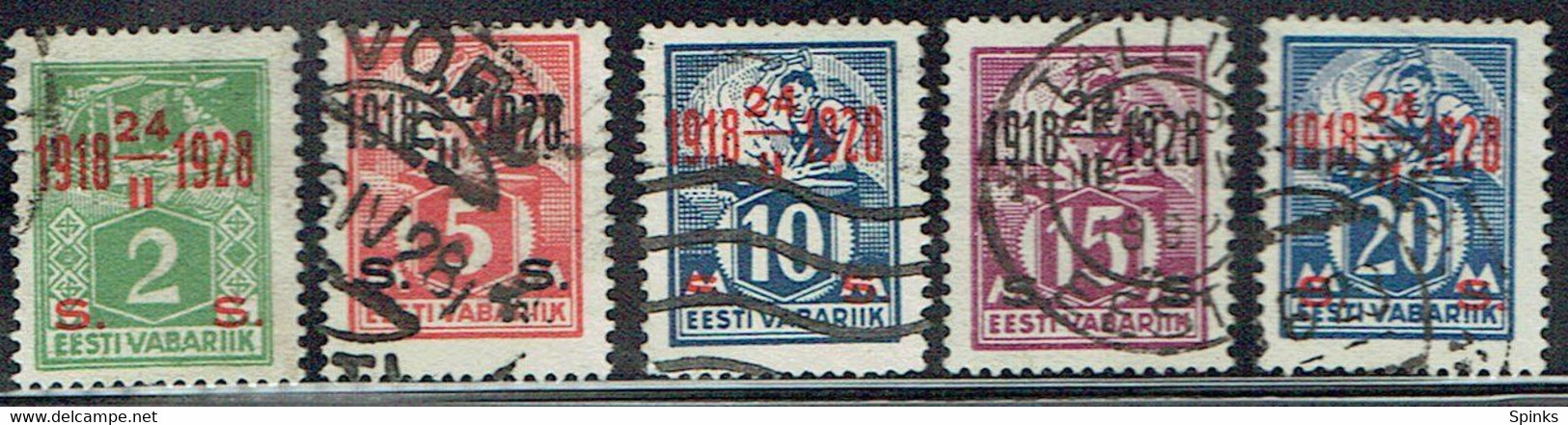 ESTONIA 1928 Surcharges Mi 68-72 U - Estonia