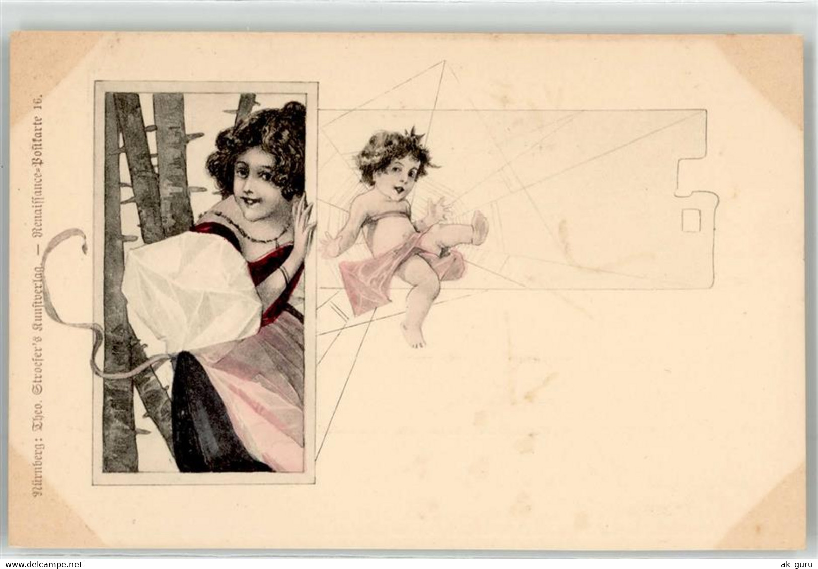 52623952 - Renaissance-Postkarte Nr. 16 Spinnennetz Mutter Kind Jugendstil - Autres & Non Classés