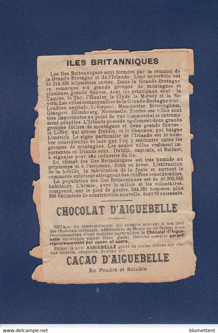 Chromo Chocolat Aiguebelle Avec Découpis Angleterre Voir Dos - Aiguebelle