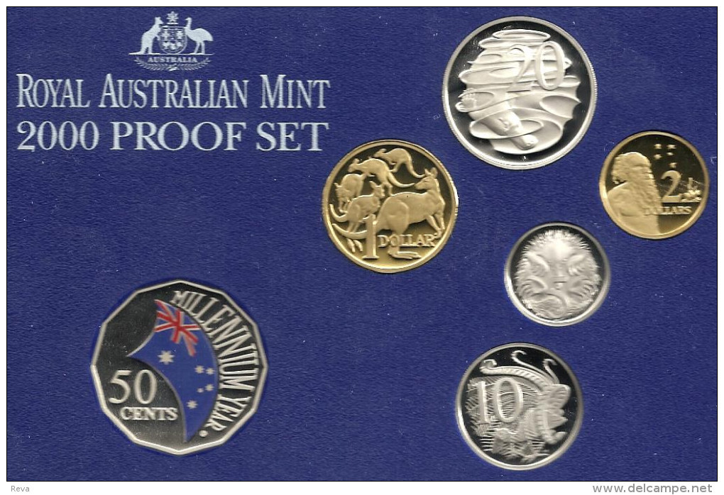 AUSTRALIA SET 5C-$2 COLOUR 50 CENTS NEW MILLENIUM QEII HEAD 2000 PROOF SET OF 6 CV$300 READ DESCRIPTION CAREFULLY !!! - Zonder Classificatie