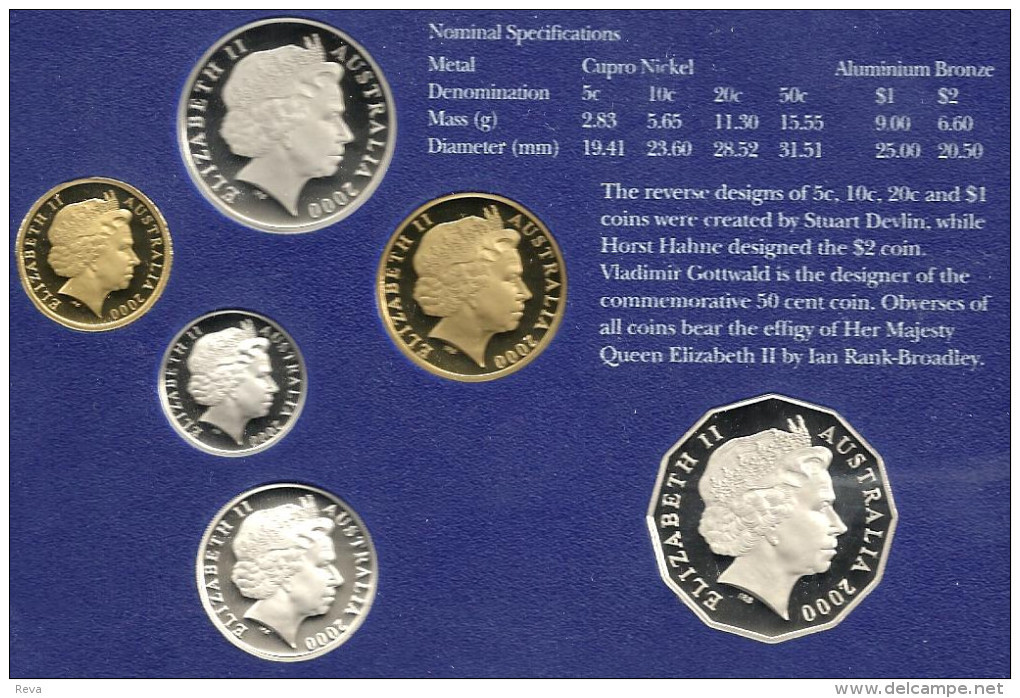 AUSTRALIA SET 5C-$2 COLOUR 50 CENTS NEW MILLENIUM QEII HEAD 2000 PROOF SET OF 6 CV$300 READ DESCRIPTION CAREFULLY !!! - Non Classificati