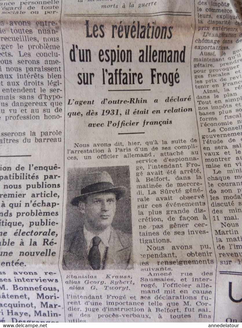 1934 L'AMI DU PEUPLE : Sainte-Anne-d'Auray aux 240000 bretons de la guerre ; Affaire Frogé ; La Petite-Roquette; etc