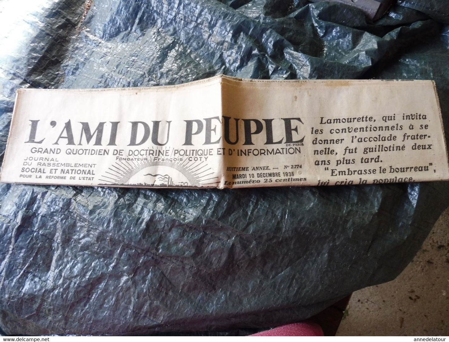 1935 L'AMI DU PEUPLE: Lamourette -accolade-guillotine ;Pub Anti- Franc-Maçonnerie ;Hydravion "Lt-Vaisseau-Paris"; Etc - Informations Générales