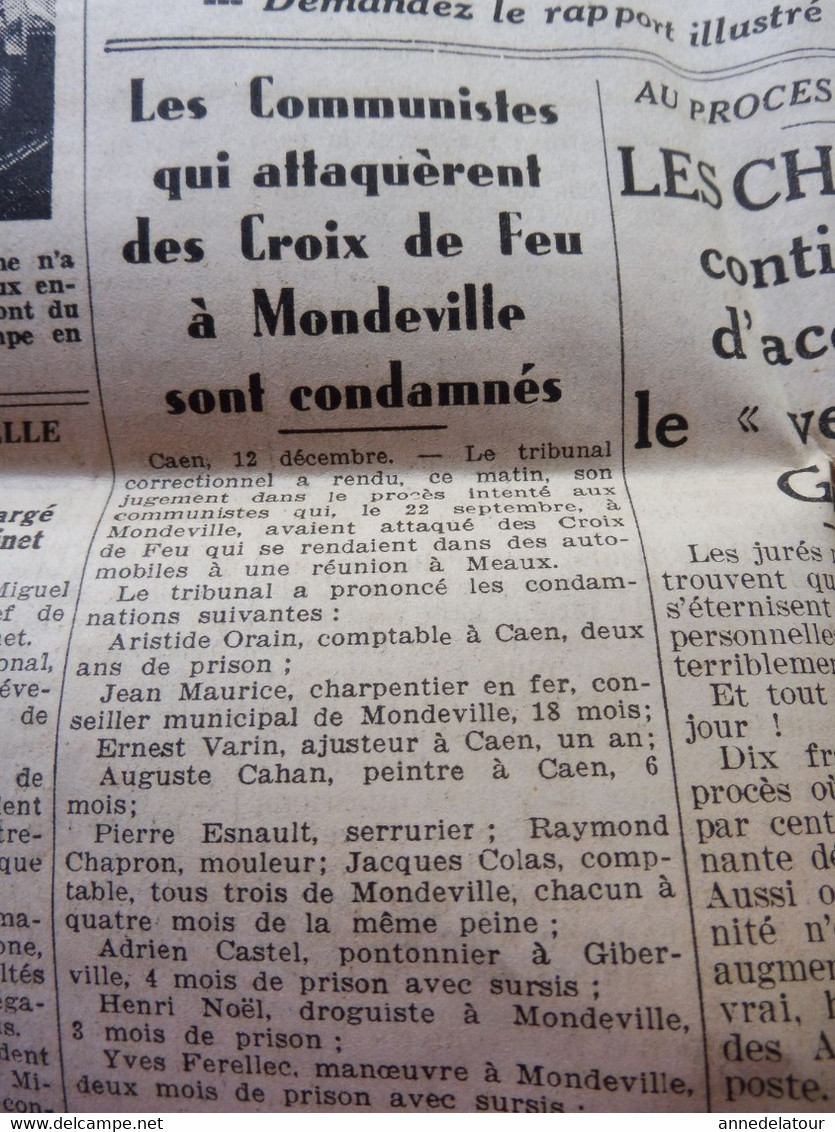 1935 L'AMI DU PEUPLE:  Jeunesse Rouge Féminine ; Dessin Chancel ; Croix De Feu à Mondeville ; Sympathicothérapie ; Etc - General Issues