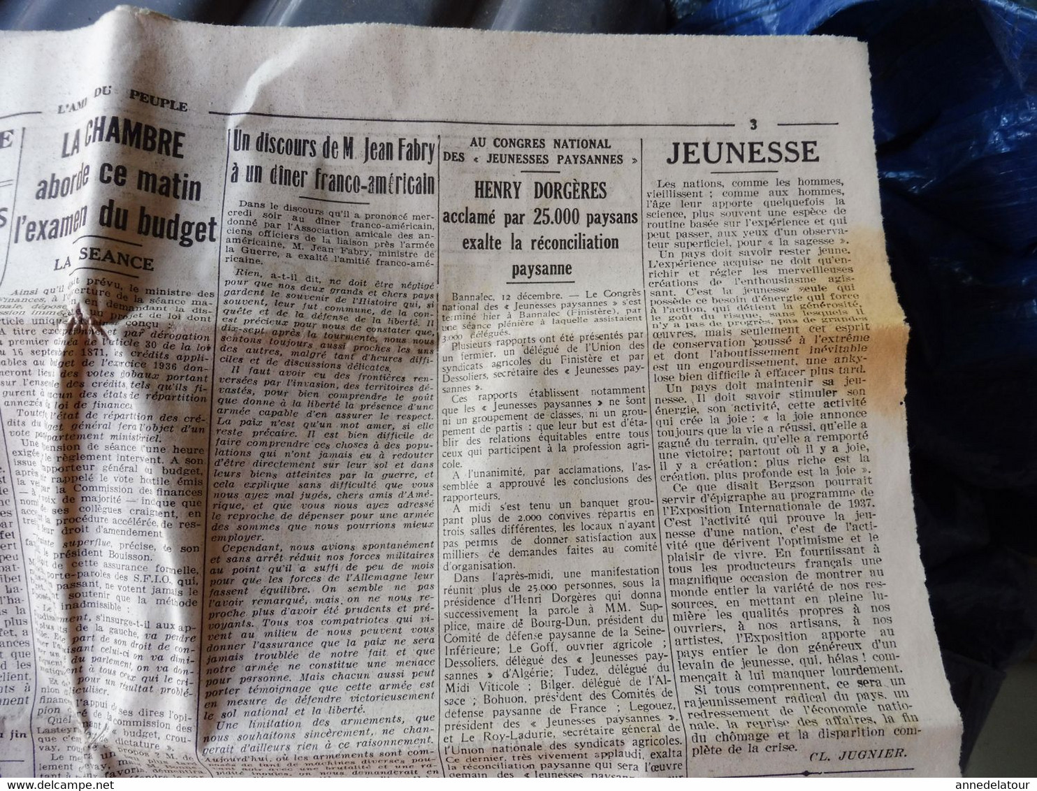 1935 L'AMI DU PEUPLE:  Jeunesse Rouge Féminine ; Dessin Chancel ; Croix de Feu à Mondeville ; Sympathicothérapie ; etc