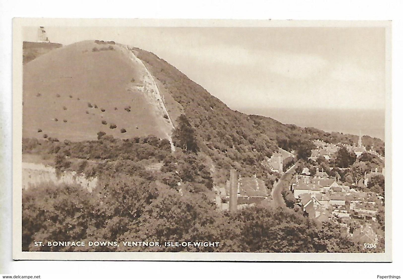 Photogravure Postcard, ST, BONIFACE DOWNS, VENTNOR, Houses, Hills Landscape. - Ventnor