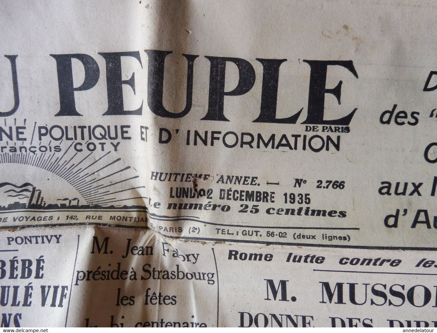 1935 L'AMI DU PEUPLE: Mussolini ; Mark Twain ; Dessin De Chancel ; Le Japon (Japan) Se Prépare à La Guerre ; Etc - Informations Générales