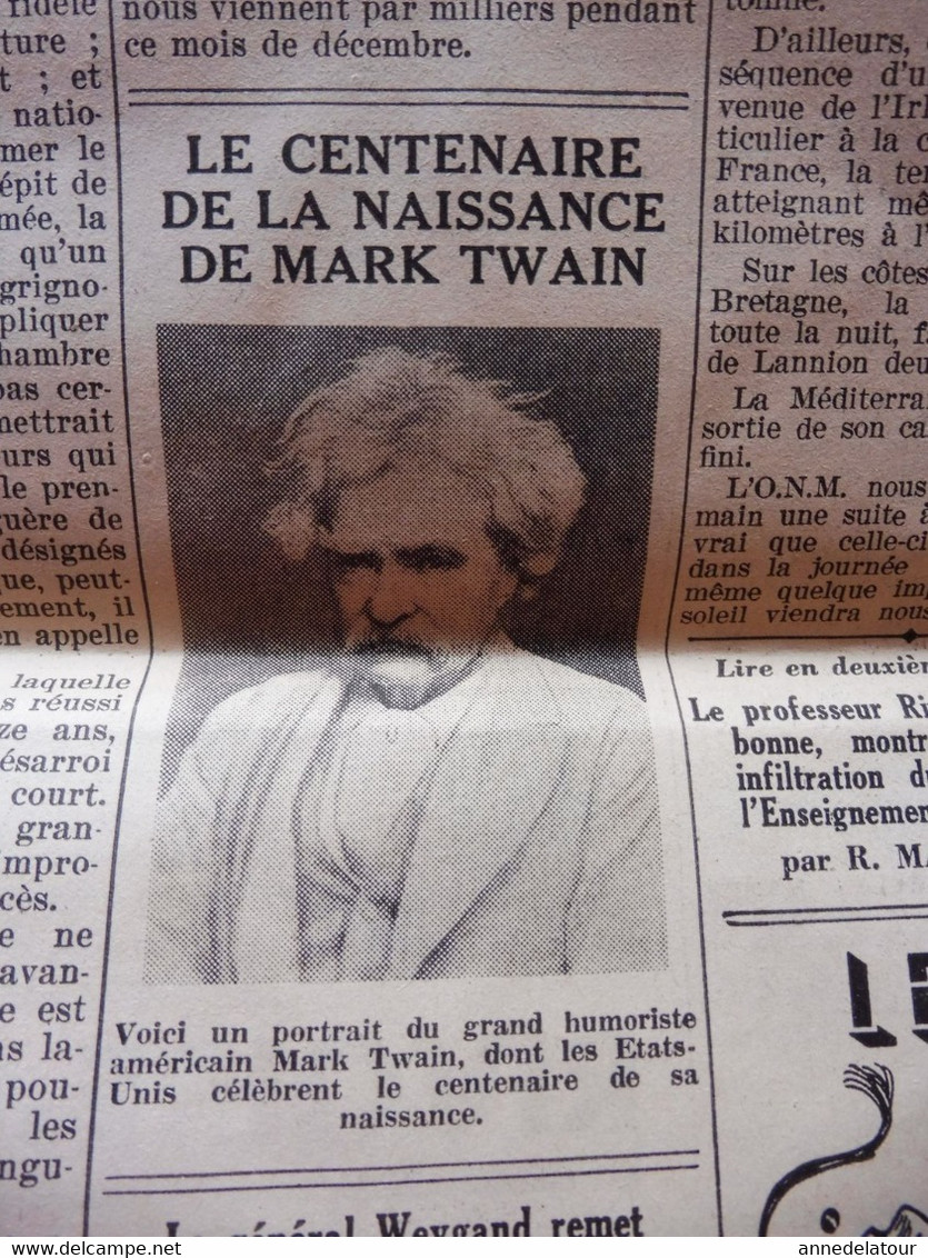 1935 L'AMI DU PEUPLE: Mussolini ; Mark Twain ; Dessin De Chancel ; Le Japon (Japan) Se Prépare à La Guerre ; Etc - Allgemeine Literatur