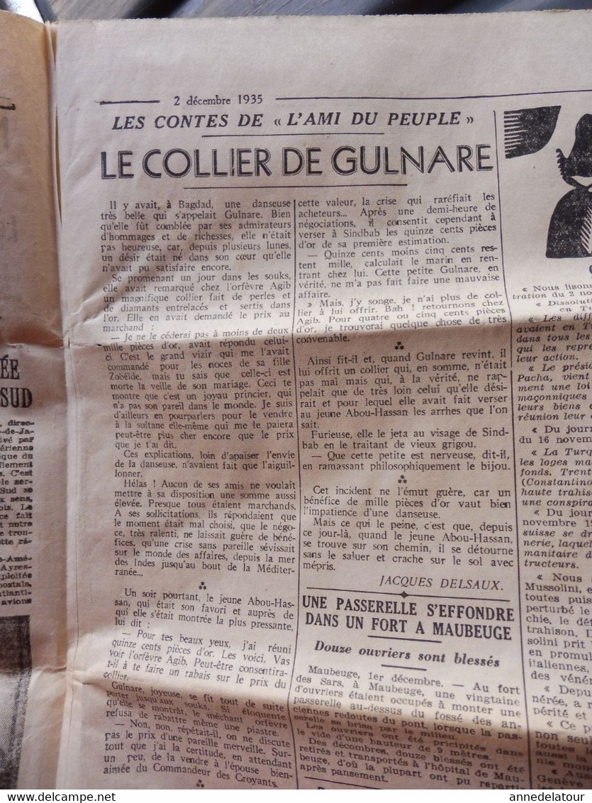 1935 L'AMI DU PEUPLE: Mussolini ; Mark Twain ; Dessin de Chancel ; Le Japon (Japan) se prépare à la guerre ; etc