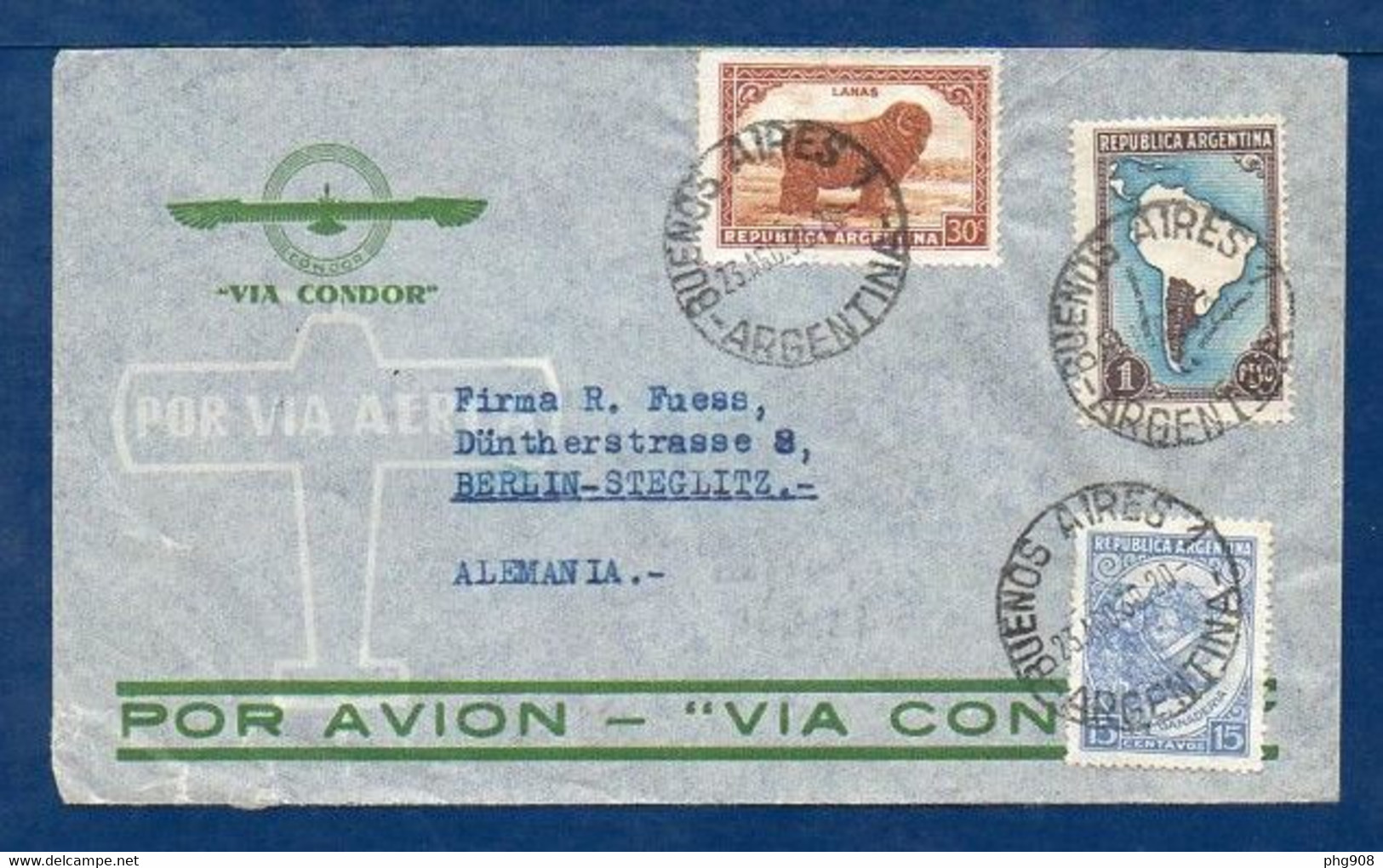 Argentina To Germany (Berlin), August 23,1939, Via CONDOR, Flight L-480, Last Flight To Europe !! - Cartas & Documentos